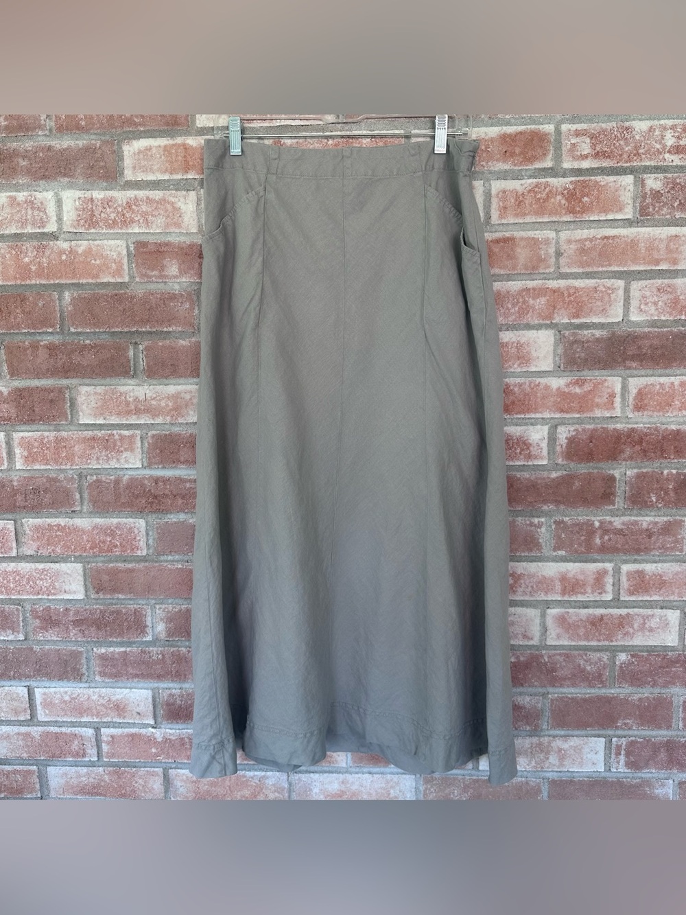 J. Jill Love Linen Skirt Long Taupe Gray Lagenlook Women’s Medium Minimalist